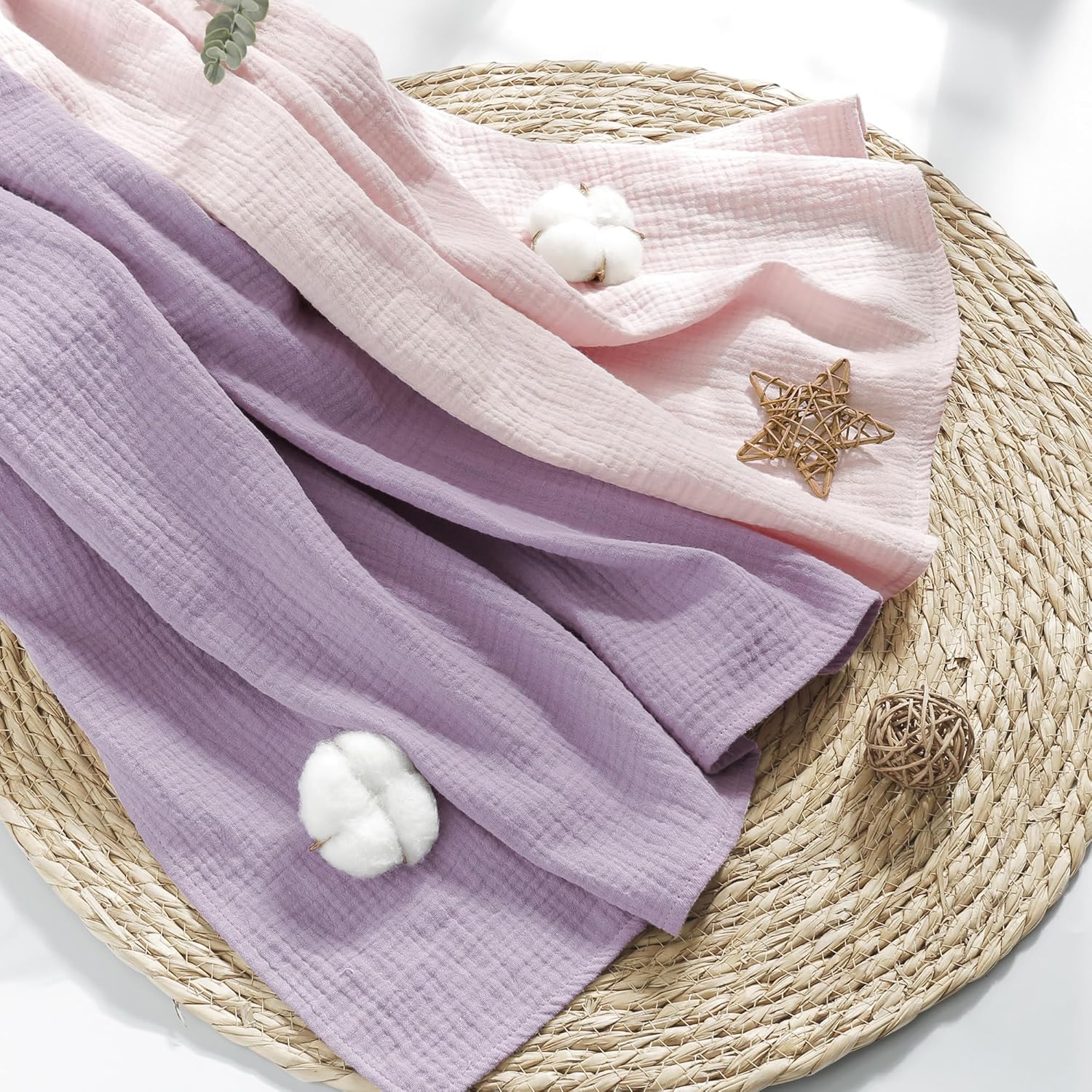 Susurration Muslin Receiving Blanket - 100% Cotton Soft Swaddle for Newborns | Unisex Pink 38x40 Inch