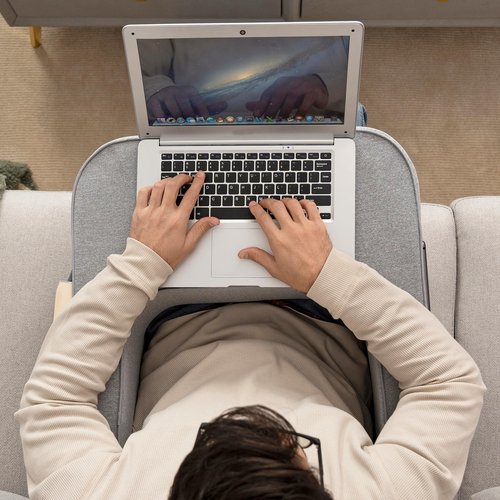 Lavish Home Reading Pillow for Gaming - Lap Desk Pillow with Arm Rests, Storage Pockets, and Removable Washable Cover - Laptop Pillow for Reading, Gaming, Studying, and Working (Gray)