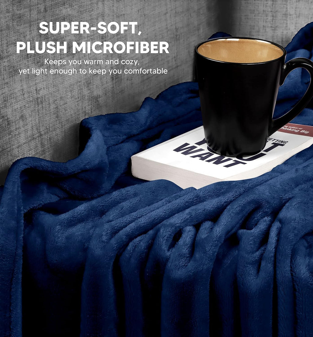 Utopia Bedding Fleece Blanket - Luxury Anti-Static Soft Microfiber Throw | Navy, 50x60 Inch