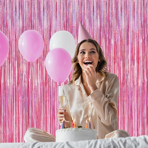 Glitter Pink Backdrop by [Brand Name] - 2 Pack | 3.28 FT x 7.05 FT Birthday Party Decorations
