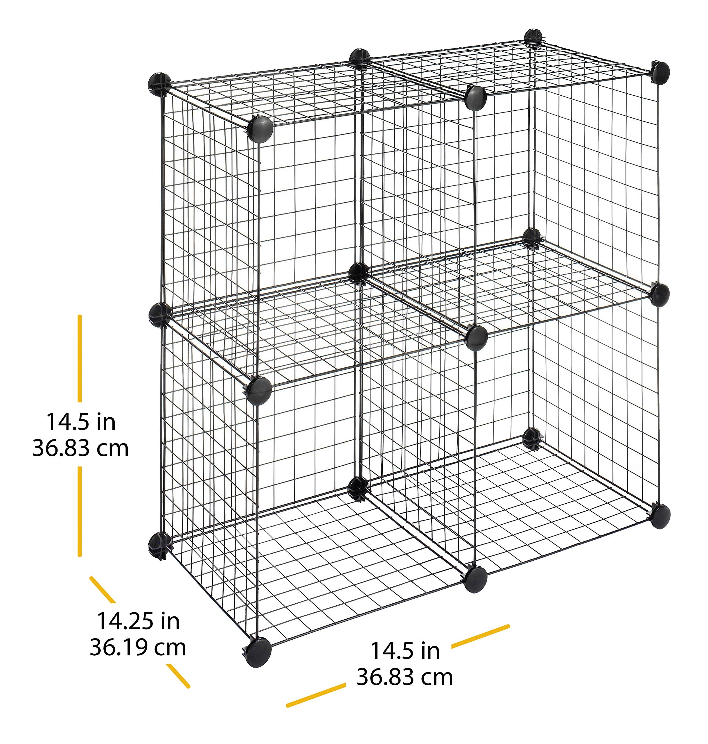 Whitmor Storage Cubes - Stackable Interlocking Wire Shelves -Black (Set of 4)