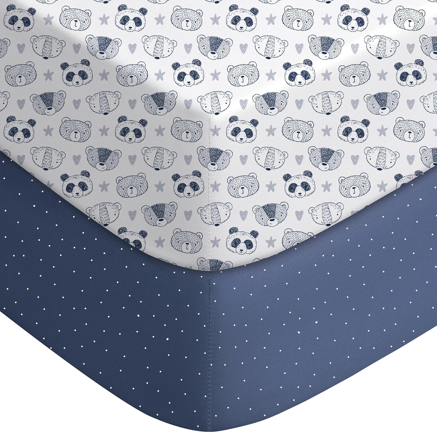 Yoofoss Fitted Pack and Play Sheets - Soft, Breathable Mini Crib Sheets 2-Pack (Panda Design)