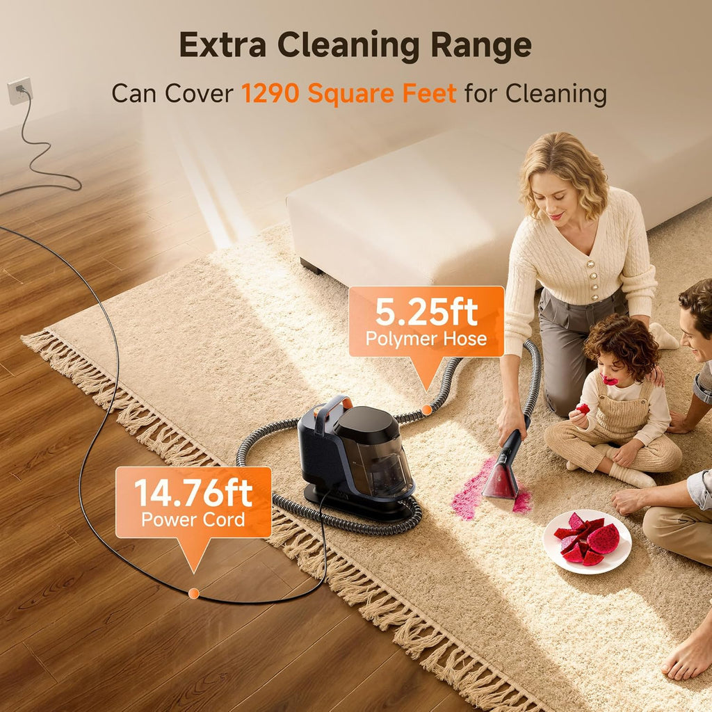 Uwant Portable Carpet Cleaner - 18Kpa Deep Cleaning Machine for Cars & Pets | Includes Self-Cleaning Tool