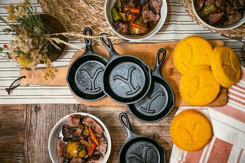 Lodge Pre-Seasoned Cast Iron Skillet - Yellowstone Stamped Design with Teardrop Handle - 5 Inch for Versatile Cooking