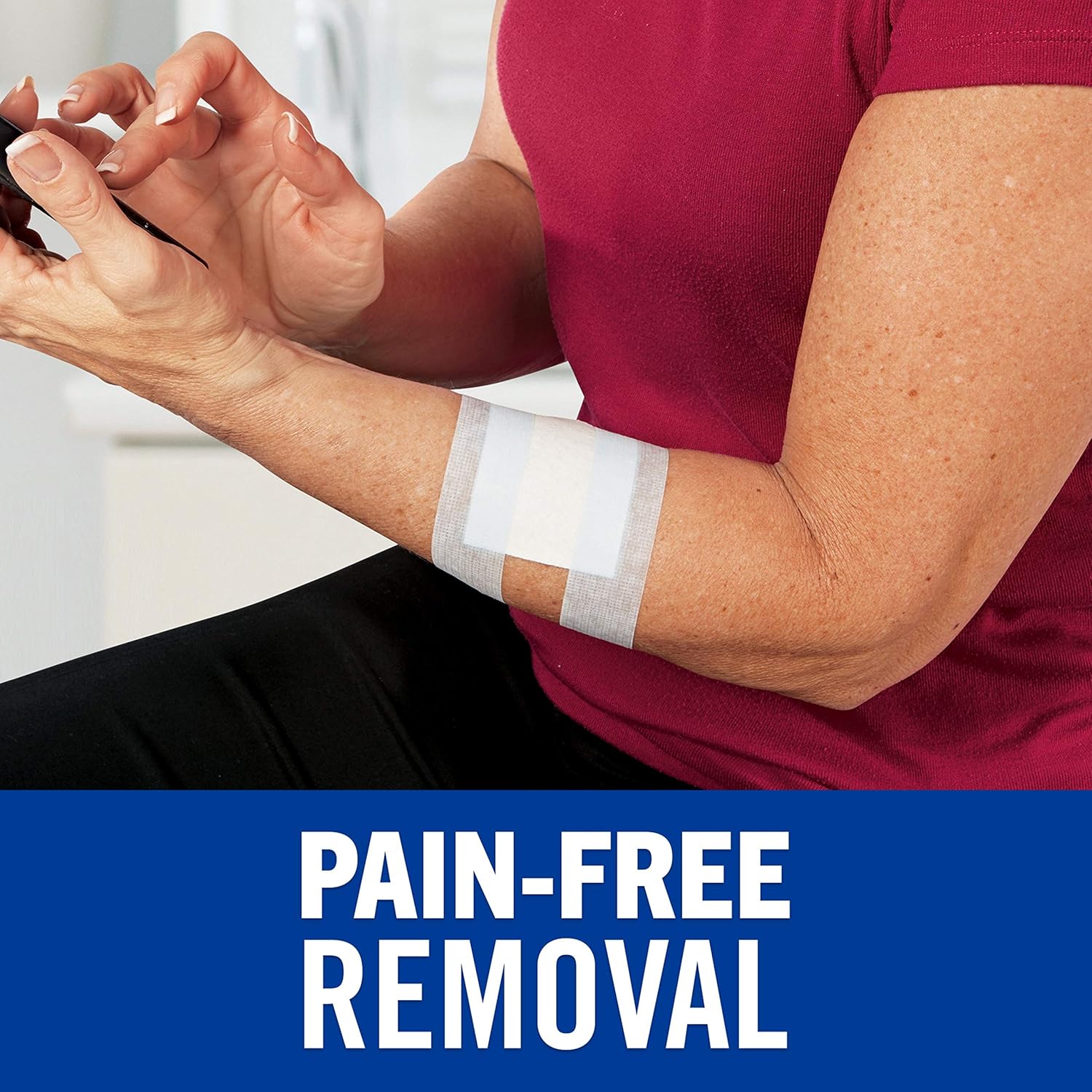 Nexcare Pain-Free Tape - Strong Adhesive for Sensitive Skin | Easy Tear, 1 Roll