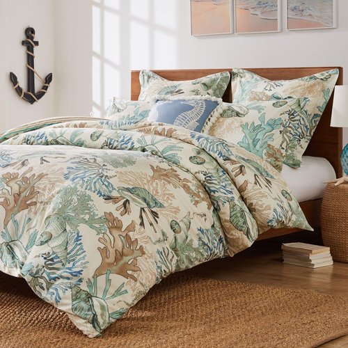 Greenland Home Barefoot Bungalow Atlantis 100% Cotton Duvet Set, 2-Piece Twin, Jade