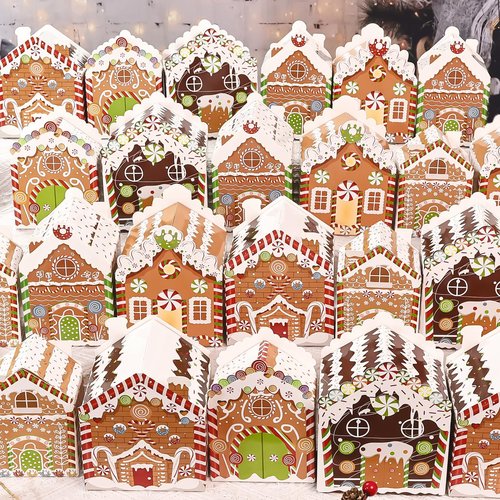 FALIZIFU Empty Advent Calendars to Fill Christmas Advent Calendar Boxes 24 Days Christmas Countdown Calendar for Kids Adults Gingerbread House Fillable Advent Calendar