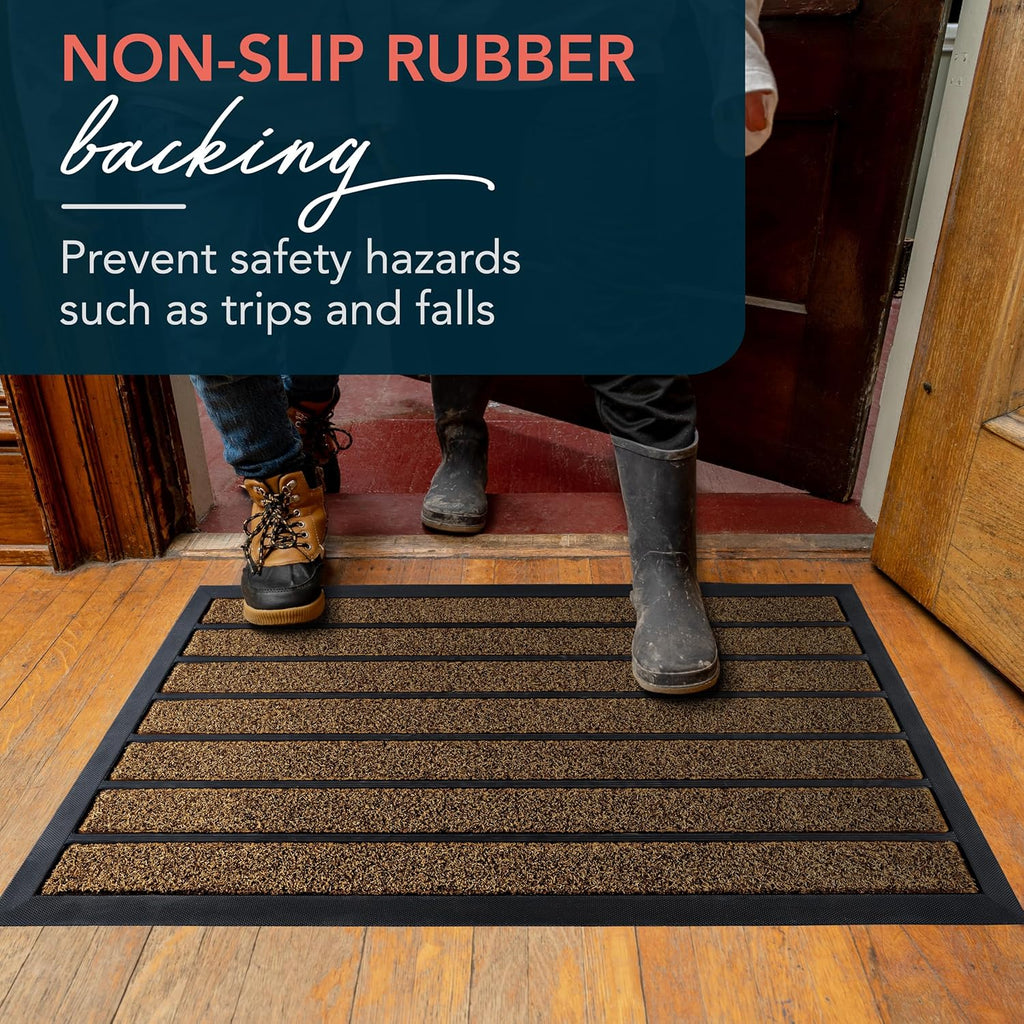 Ubdyo Extra Durable Door Mat - Non-Slip Dirt Trapping Welcome Mat for Indoor/Outdoor Use - 30" x 17", Bright Brown