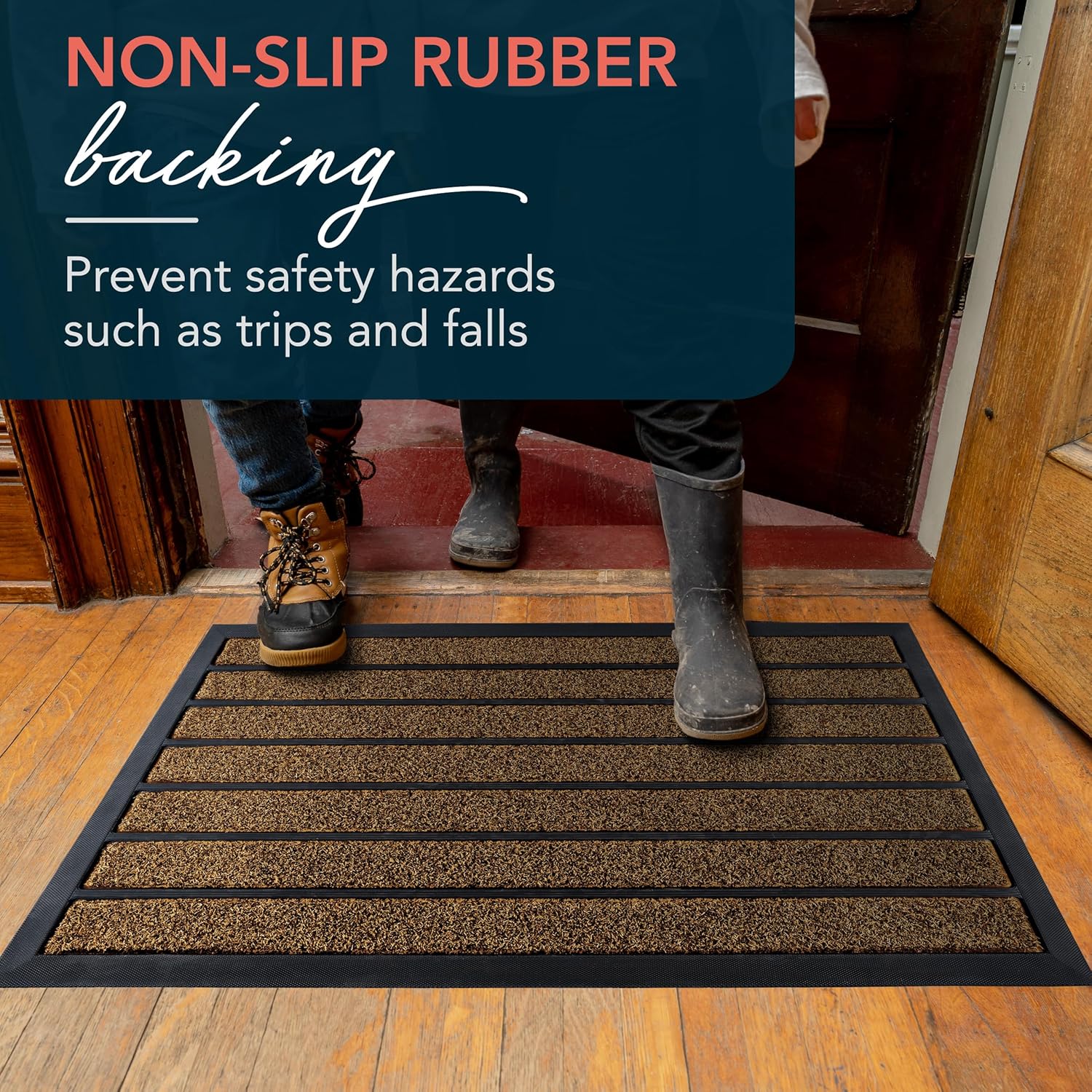 Ubdyo Extra Durable Door Mat - Non-Slip Dirt Trapping Welcome Mat for Indoor/Outdoor Use - 30" x 17", Bright Brown