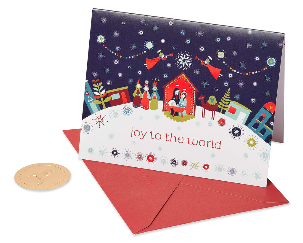Papyrus Petite Religious Christmas Cards Boxed with Envelopes & Signature Hummingbird Seals, Nativity Scene (20-Count)