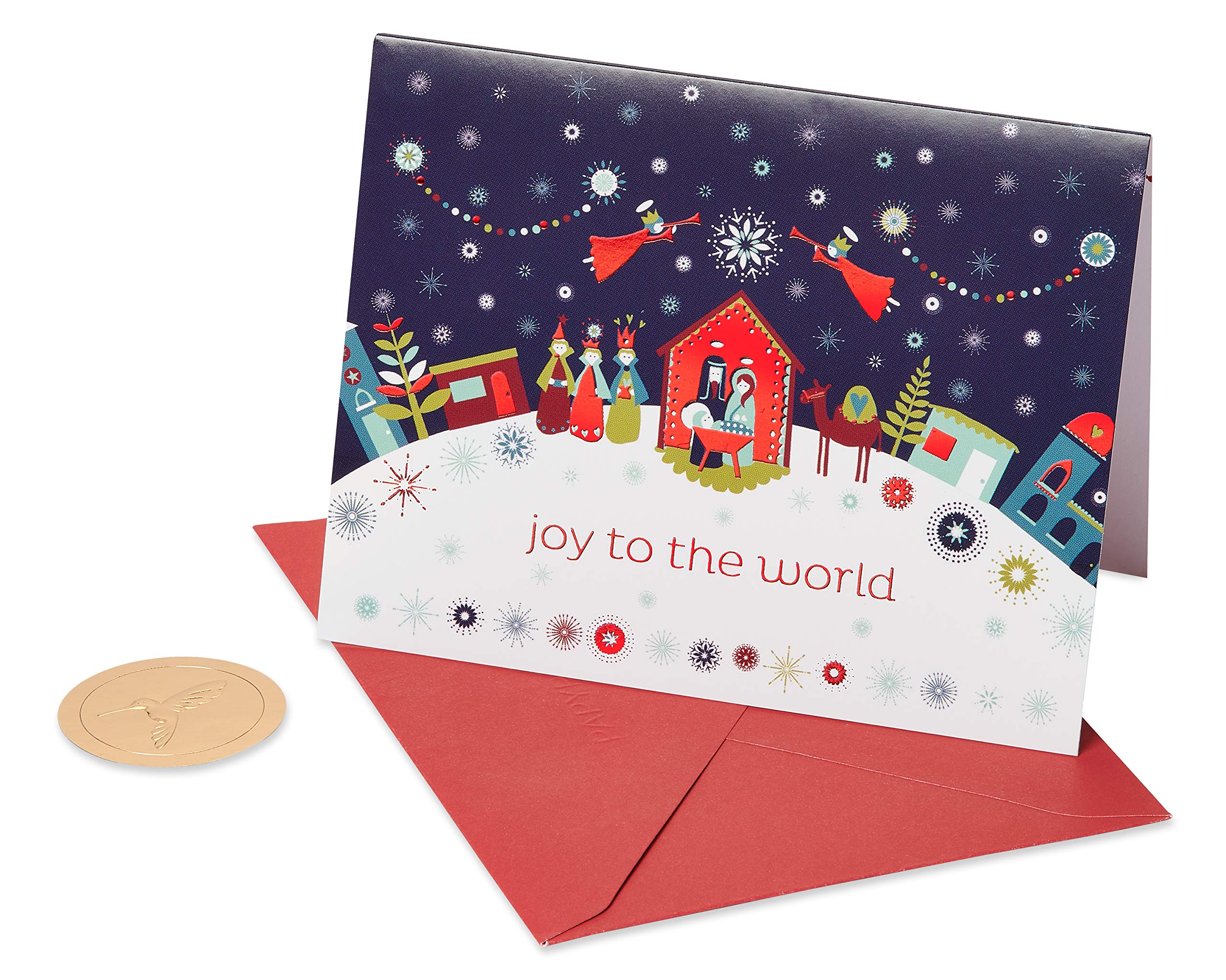 Papyrus Petite Religious Christmas Cards Boxed with Envelopes & Signature Hummingbird Seals, Nativity Scene (20-Count)