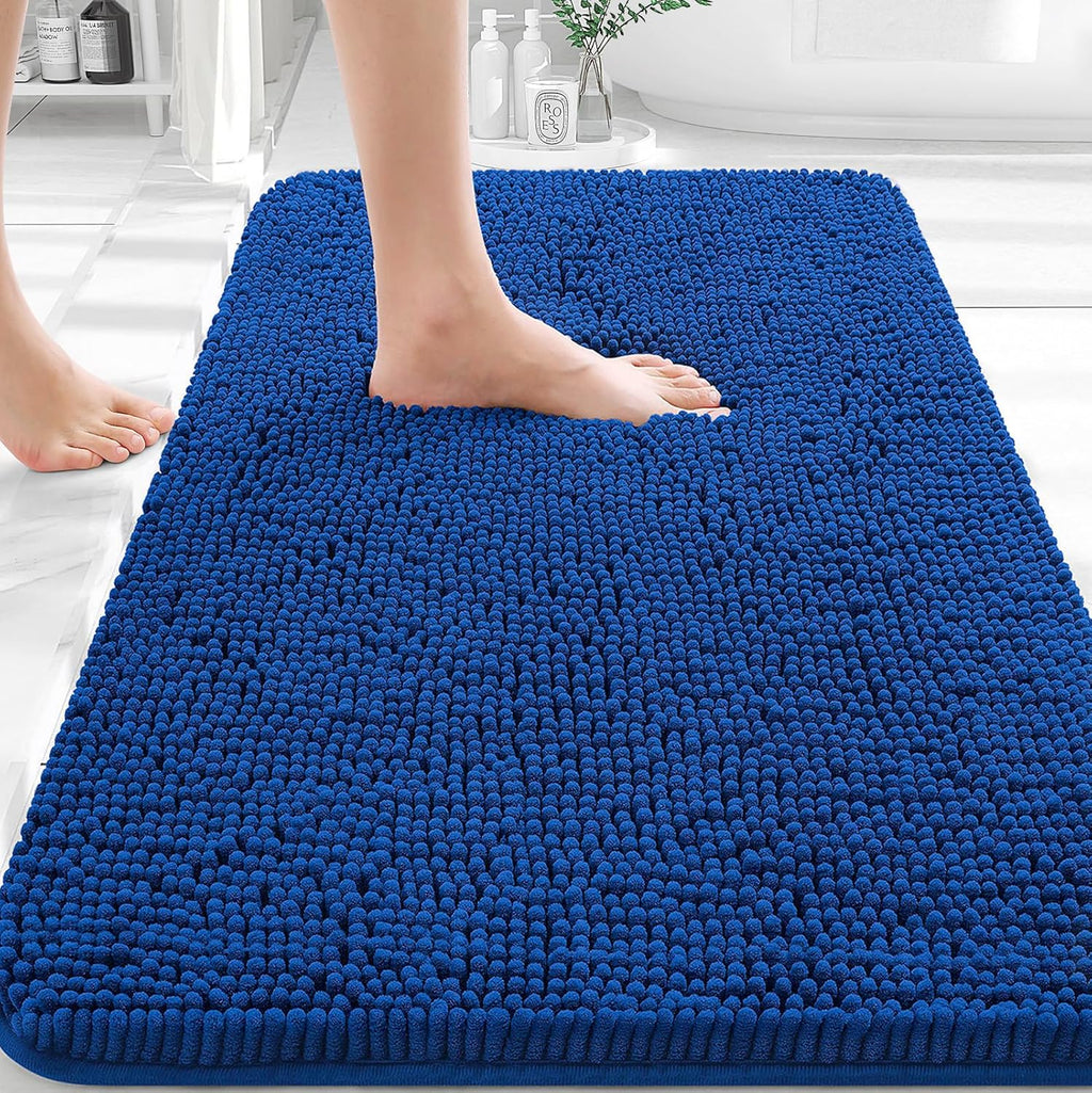 OLANLY Bathroom Rugs - Extra Soft Chenille Bath Mats with Rubber Backing | 30x20 Royal Blue, Quick Dry & Machine Washable