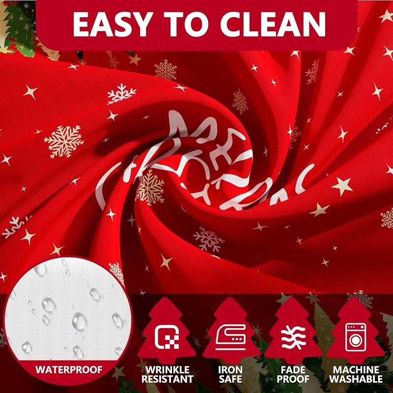Christmas Tablecloth Rectangle 52x70 Inch - Premium Polyester, Water-Resistant & Machine Washable