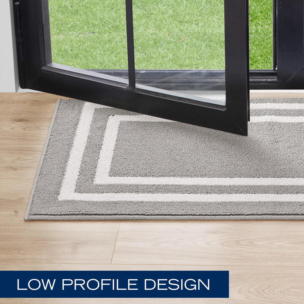 Nautica – Runner Rug | Indoor Runners for Hallways and Entry Rugs| Non-Slip and Non-Skid Entry and Kitchen Door Mat| Machine Washable Entryway Carpet Rugs |26” x 96” |Double Line Light Grey