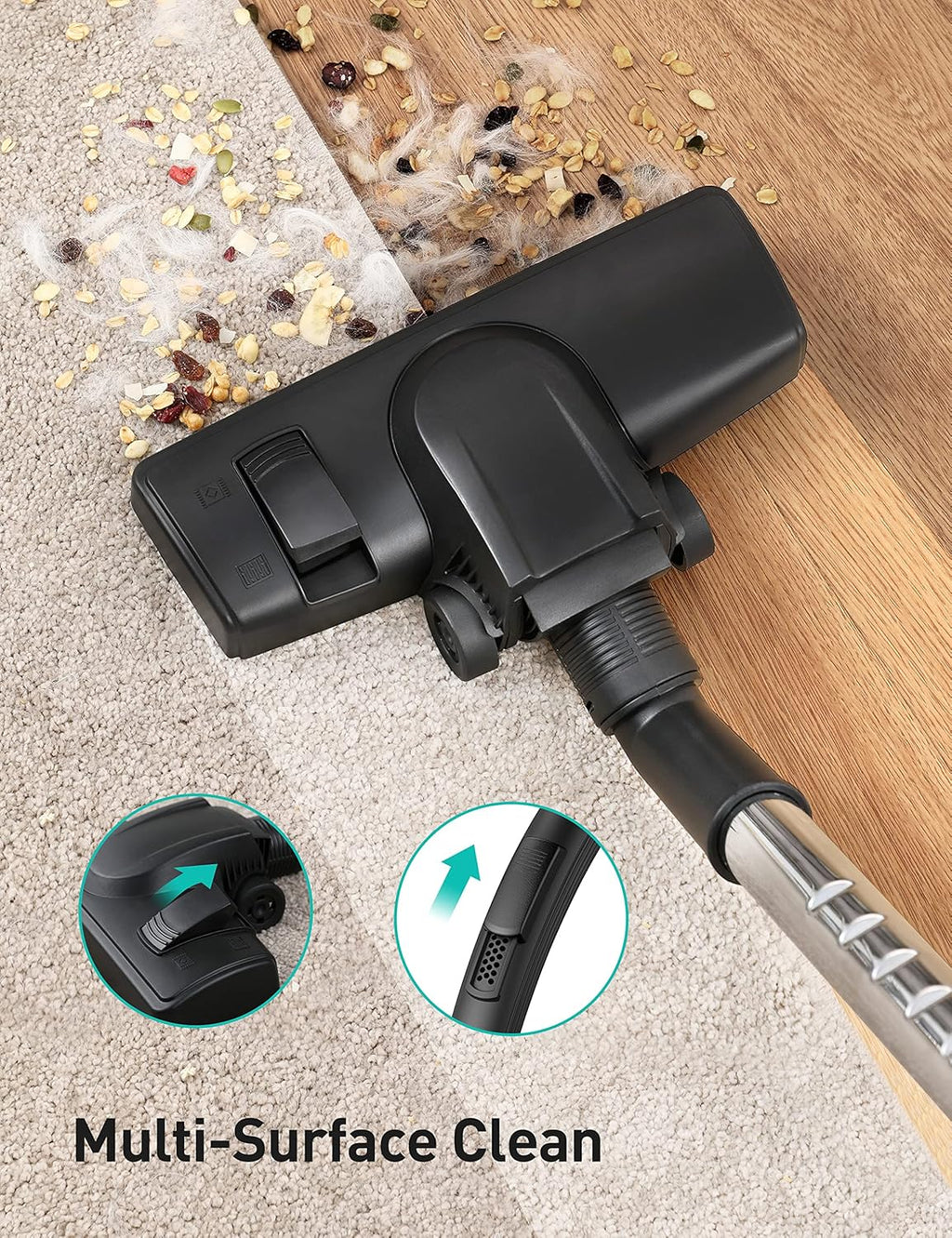 Aspiron Canister Vacuum Cleaner - 40Kpa Bagless Design with Double HEPA Filter & 4QT Dust Cup | Lightweight 1600W, Mauve