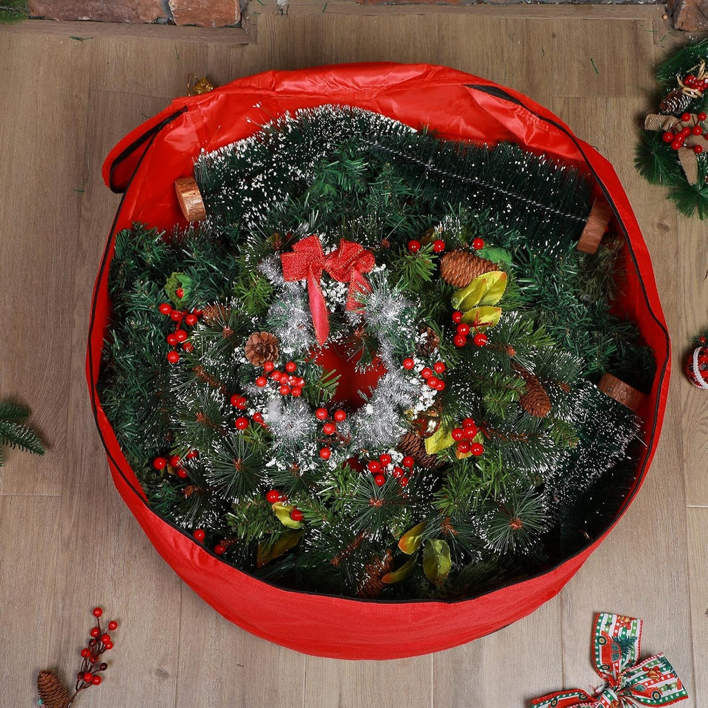 Regine Switzerland 26" Extra Large Double-Sided Christmas Wreath Storage Bag - Waterproof & Heavy Duty