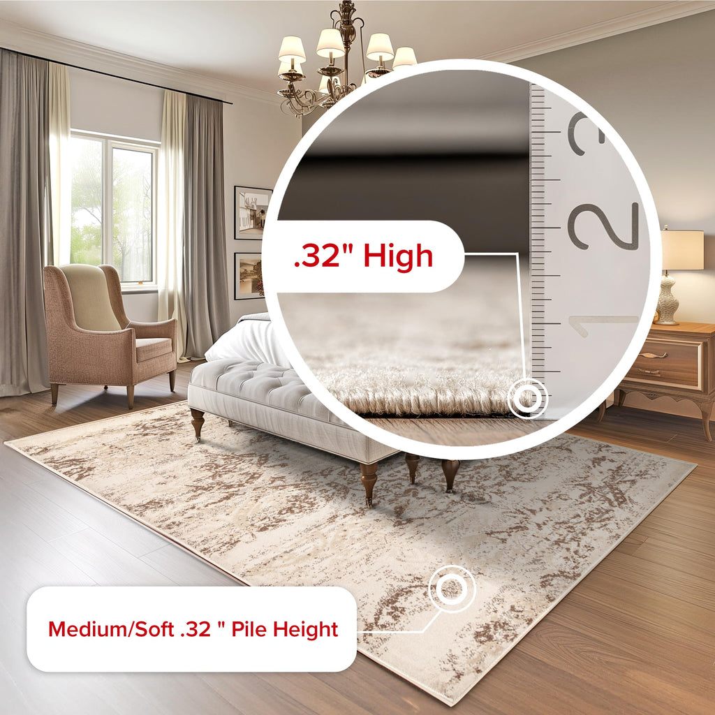 Nuloom Freja Beige/Ivory, 6'7" x 9' Oval, Distressed Floral, Soft and Cozy, High Traffic, Stain Resistant, Easy Clean, Durable Area Rug for Bedroom, Living Room, Dining Space, Den, Foyer, Entryway