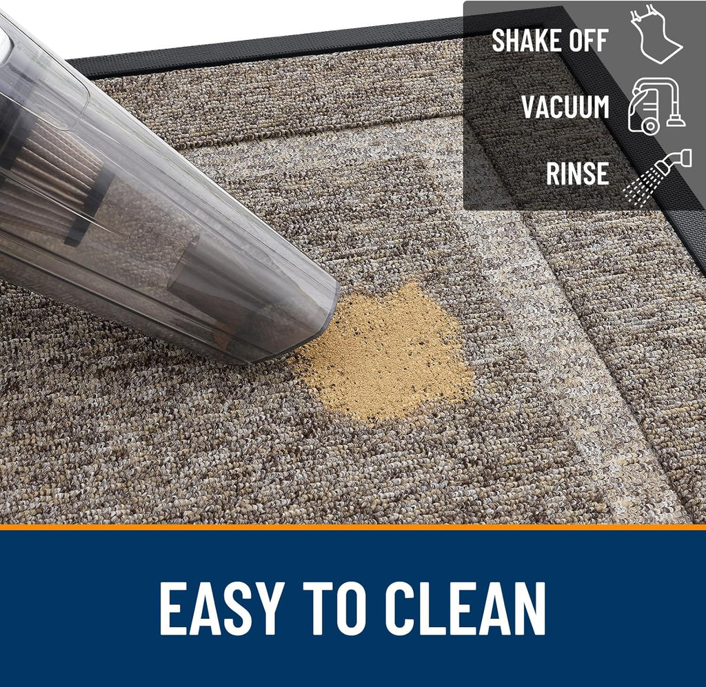 OLANLY Waterproof Front Door Mat - All-Season Indoor/Outdoor Doormat | Sturdy Natural Rubber, 29.5x17, Khaki & White