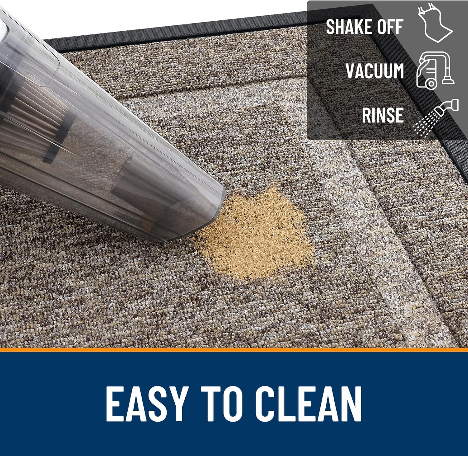OLANLY Waterproof Front Door Mat - All-Season Indoor/Outdoor Doormat | Sturdy Natural Rubber, 29.5x17, Khaki & White