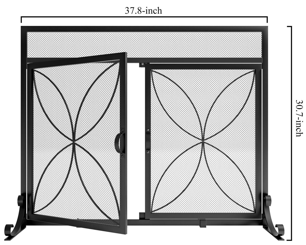 Fire Beauty Fireplace Screen with Magnetic Doors,Large Metal Fire Place Screen for Home,Spark Guard,Metal Furnace Fireguards,Baby Safe Spark Guard Protector,Black