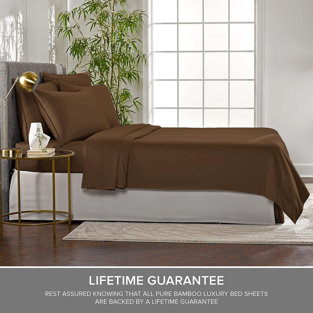 Pure Bamboo California King Sheets - 100% Organic Viscose Bed Set, Soft & Cooling | Coconut Husk Color