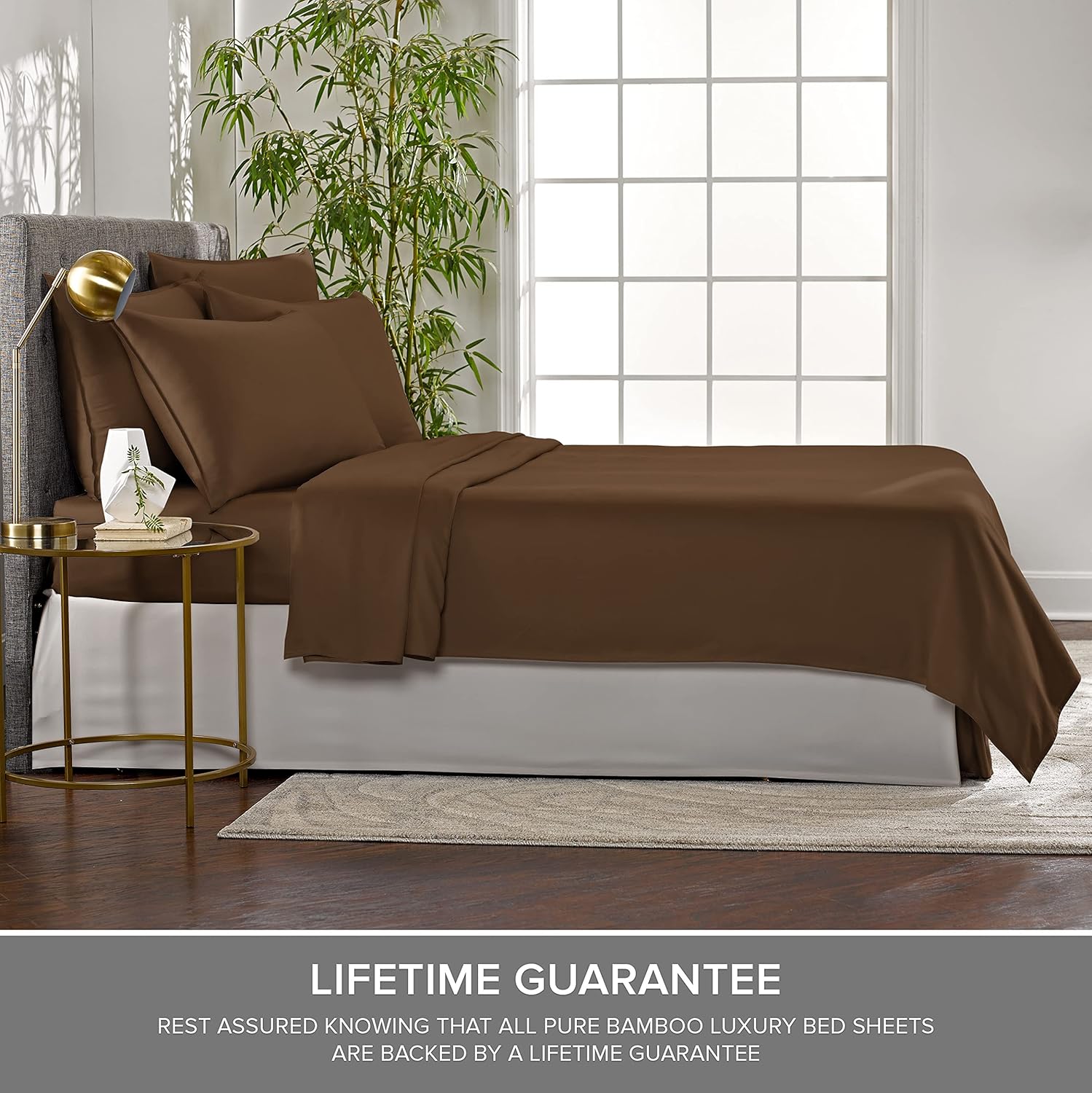 Pure Bamboo California King Sheets - 100% Organic Viscose Bed Set, Soft & Cooling | Coconut Husk Color