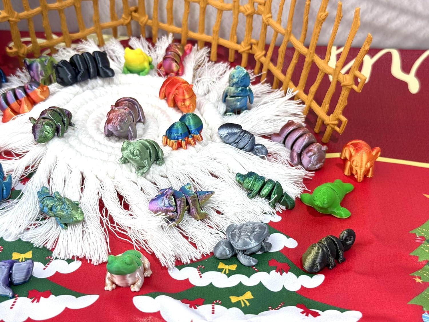 Skiennix Christmas Advent Calendar - Mini 3D Printed Animal Set for Kids | 24 Days of Fun Gifts