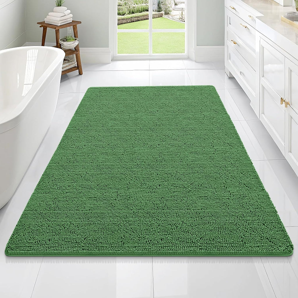 OLANLY Large Bathroom Rugs - Extra Soft Chenille Bath Mats | Quick Dry, Machine Washable, Olive Green 70x46