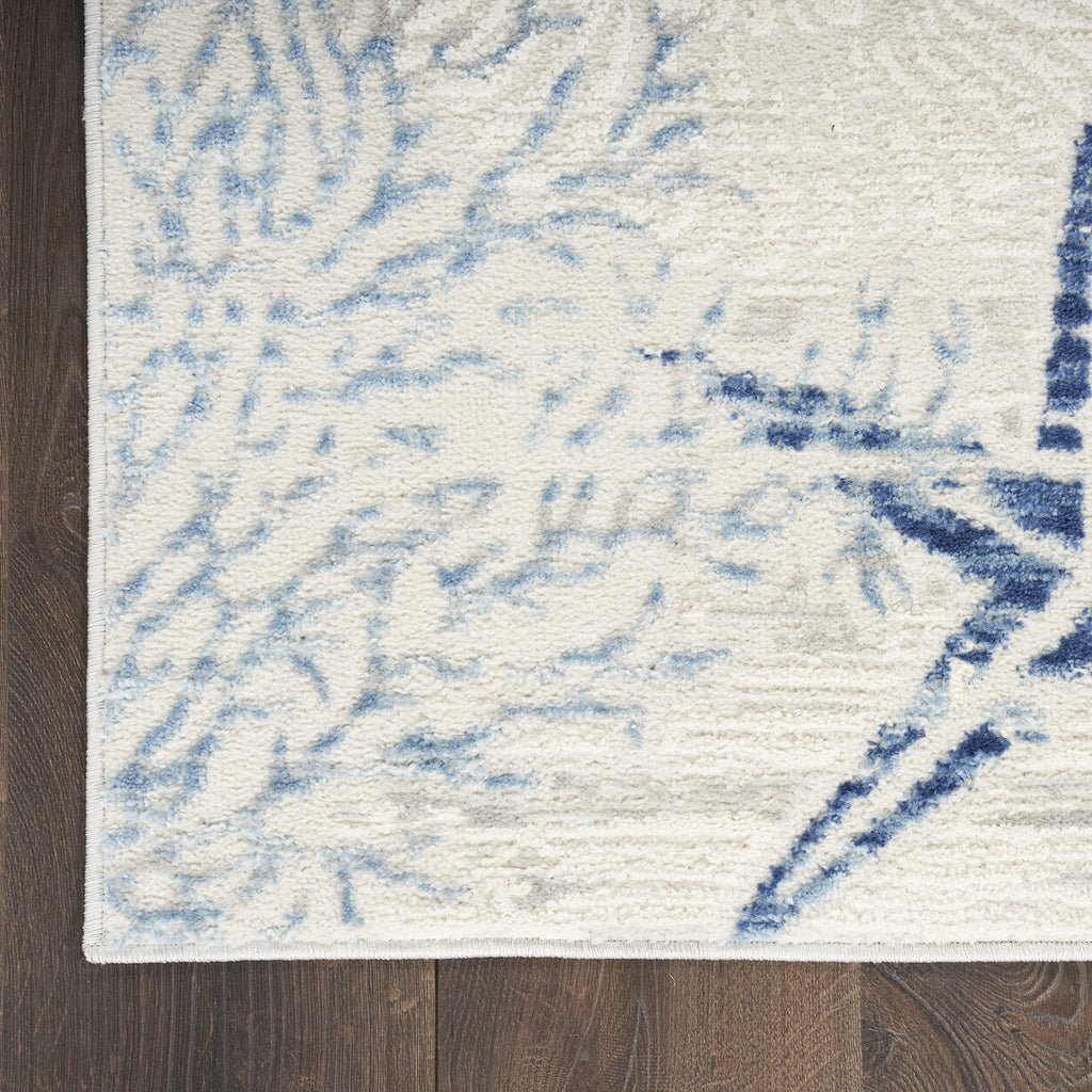 Nourison Home Pompeii Ivory Grey Blue 4' x 6' Area Rug - Easy Clean, Non Shedding, Bed Room, Living Room, Dining Room, Kitchen (4' x 6')