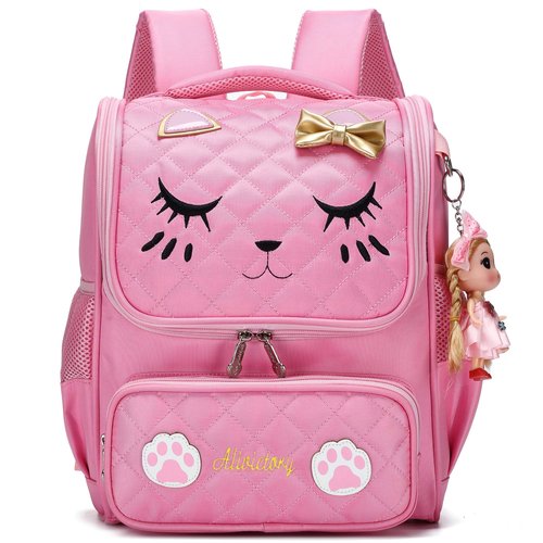 AO ALI VICTORY Girls Backpacks, Waterproof Cute Backpack for Kids Toddler Girl Preschool Bookbags Elementary School Bags (Small, A-Pink)
