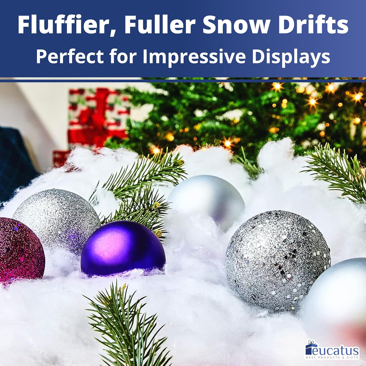 Skiennix Fake Snow Fluff Sheet - 15 Sqft Fluffy Cotton-Like Christmas Decoration for Mantle & Tabletop