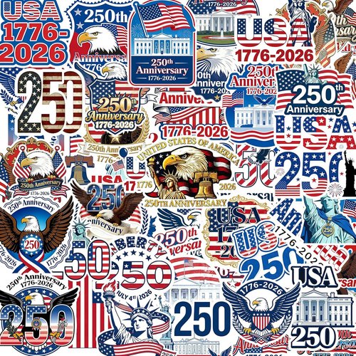 250th Anniversary Stickers by [Brand Name] - Waterproof Vinyl Decals for Laptop, Water Bottle & More