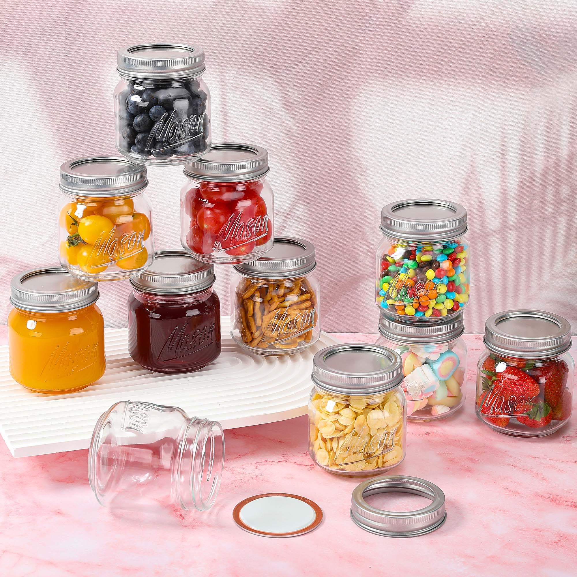 Mason Jars 10oz - 12Pack Glass Jars with Leak Proof & Food Grade Canning Jars for Spices, Dry Food Storage & DIY Crafts, Perfect for Home Cooks, Meal Prep, and Crafting Enthusiasts