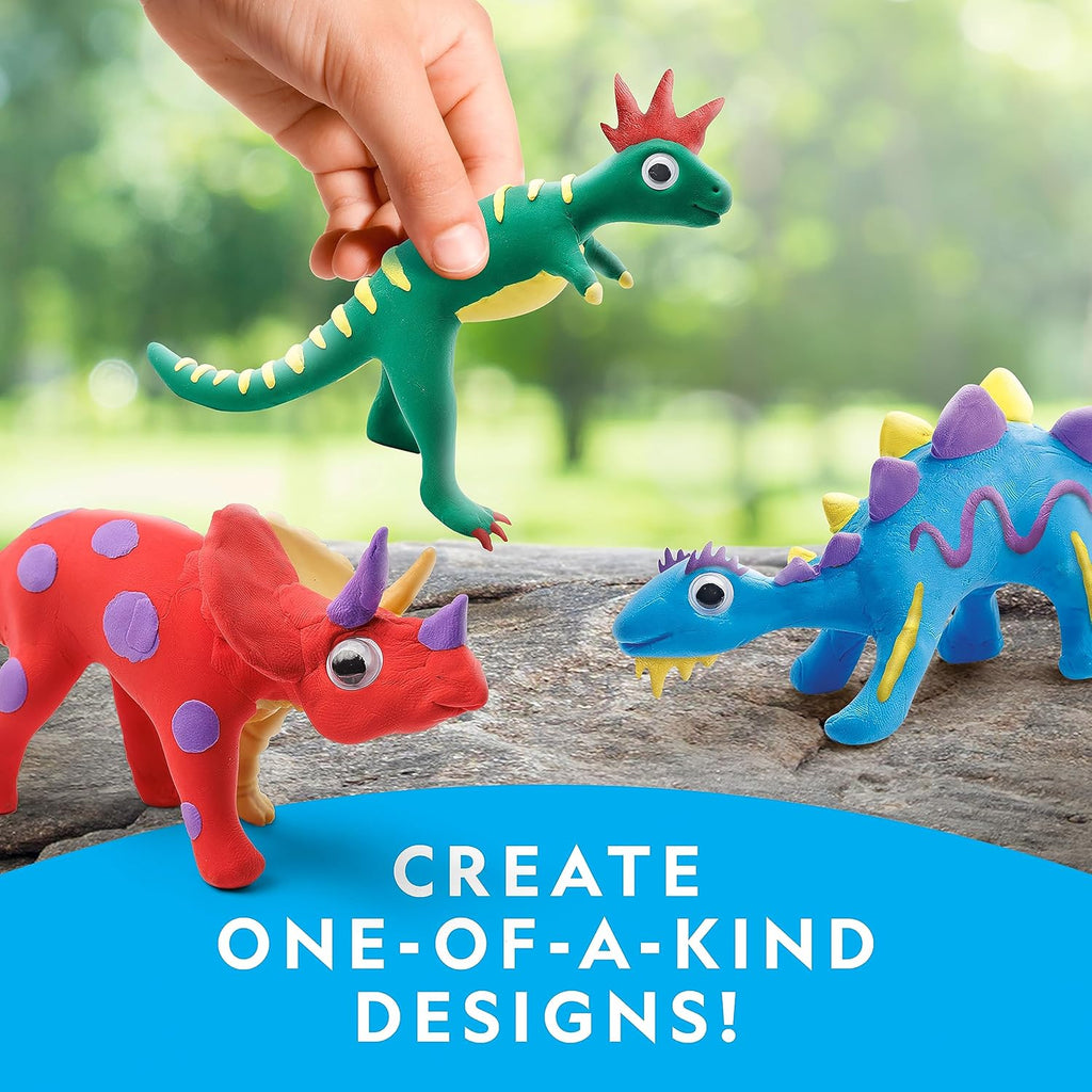 National Geographic Clay Dinosaur Arts & Crafts Kit - Air Dry Clay with 5 Colors & Dino Skeletons for Kids Ages 4-10