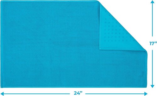 Cotton Paradise Non-Slip Bath Mat - 100% Cotton, Soft & Absorbent, 17x24 Inch, Aqua Blue