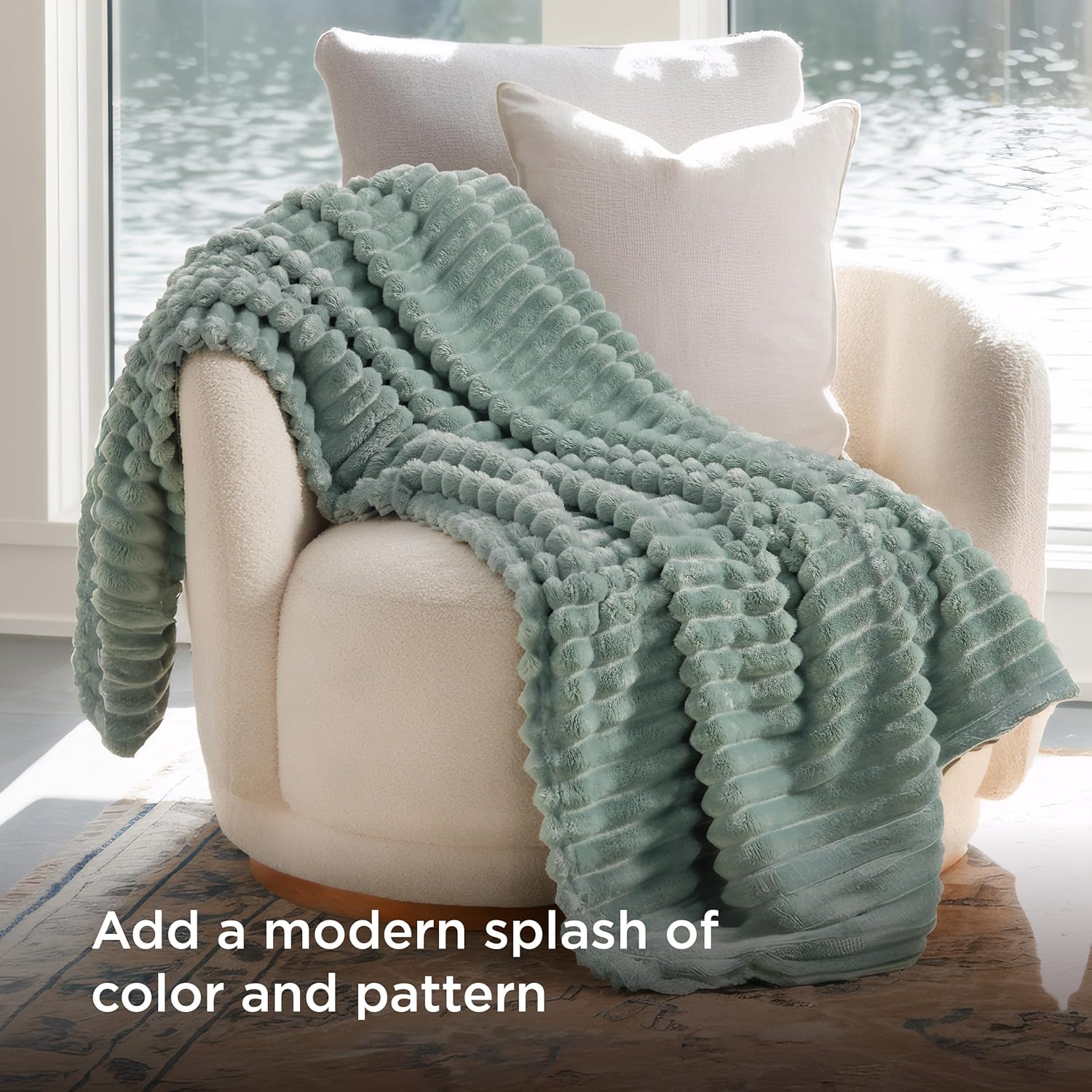 Bedsure GentleSoft Fleece Blanket - Cozy Sage Green Throw for Couch, Perfect 50x70 Inches Size