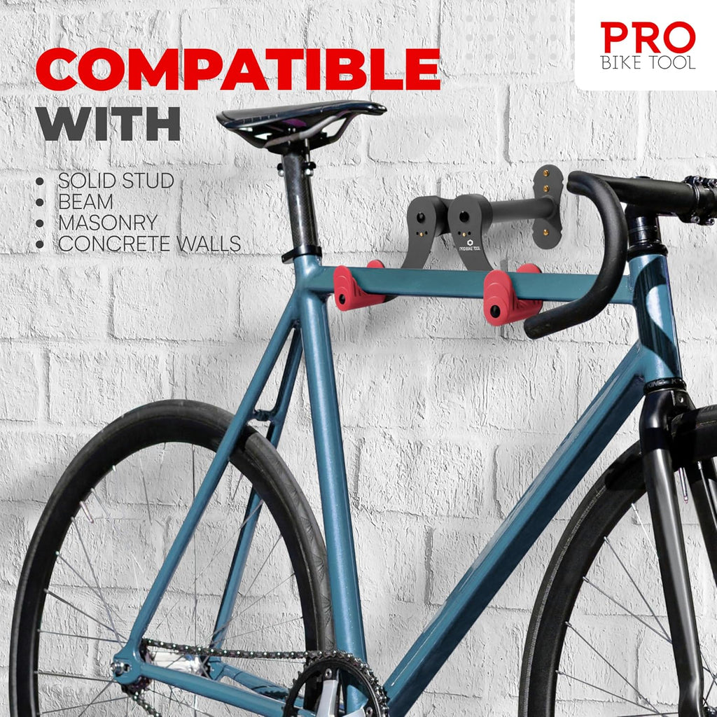 Pro Bike Tool Bike Wall Mount - Secure Horizontal Rack for 1 Bicycle | Ideal for Garage Storage