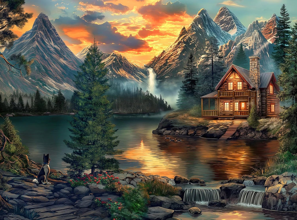 Mountain Cabin Jigsaw Puzzle by Ravensburger | 1000 Pieces - Challenging Game Night Fun - 20x27 Inches
