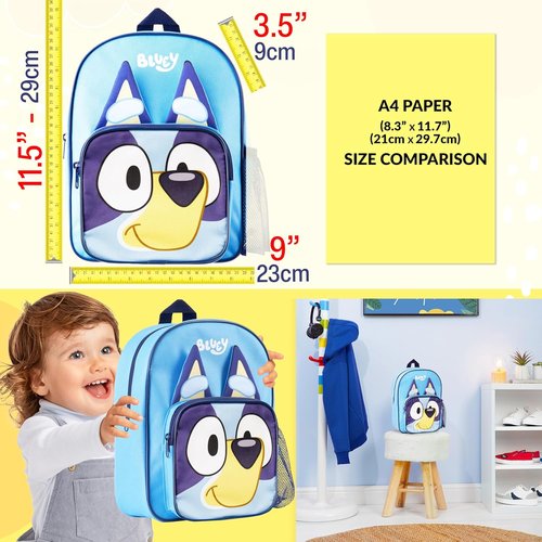 Bluey Mini Backpack - Adjustable Straps for Kids | 11.5x9 in Travel Bag in Blue