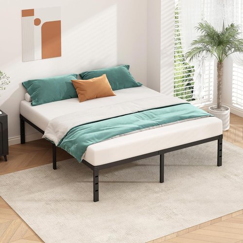 HLIPHA Metal Platform Bed Frame - 14 Inch Tall Queen Size with Heavy Duty Support Slats - Easy Assembly, Black