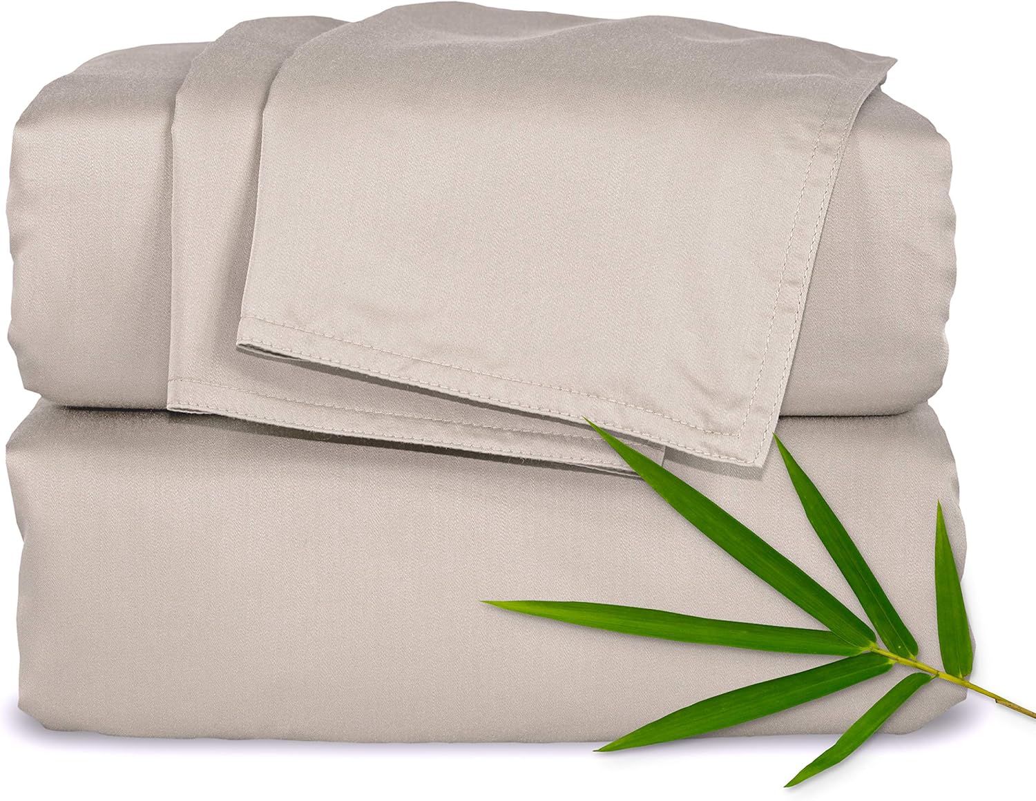 Pure Bamboo Full Bed Sheet Set - Luxuriously Soft & Cooling 100% Organic Viscose | Double Stitching, Sand Color
