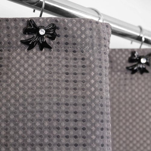 Black Decorative Shower Curtain Hooks: Cute Bow Knot Shaped Rustproof Stainless Steel Shower Curtain Rings for Holiday Bathroom Décor - Chic Bathroom Accessories & Gift Set for Girls Kids Women