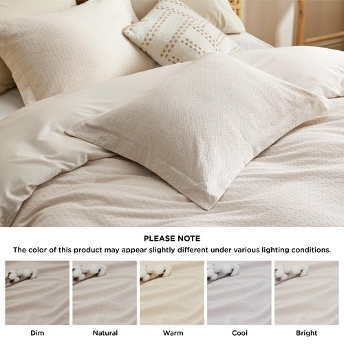 Bedsure Cotton Duvet Cover King Size - Waffle Weave Boho Rhombus Textured Duvet Cover, Soft and Breathable Rhombus Jacquard Bedding Set for All Seasons (Beige, King, 104"x90")