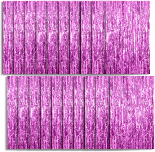 Foil Curtain Backdrop - 20 Pack Metallic Tinsel Fringe Curtains for Parties & Celebrations