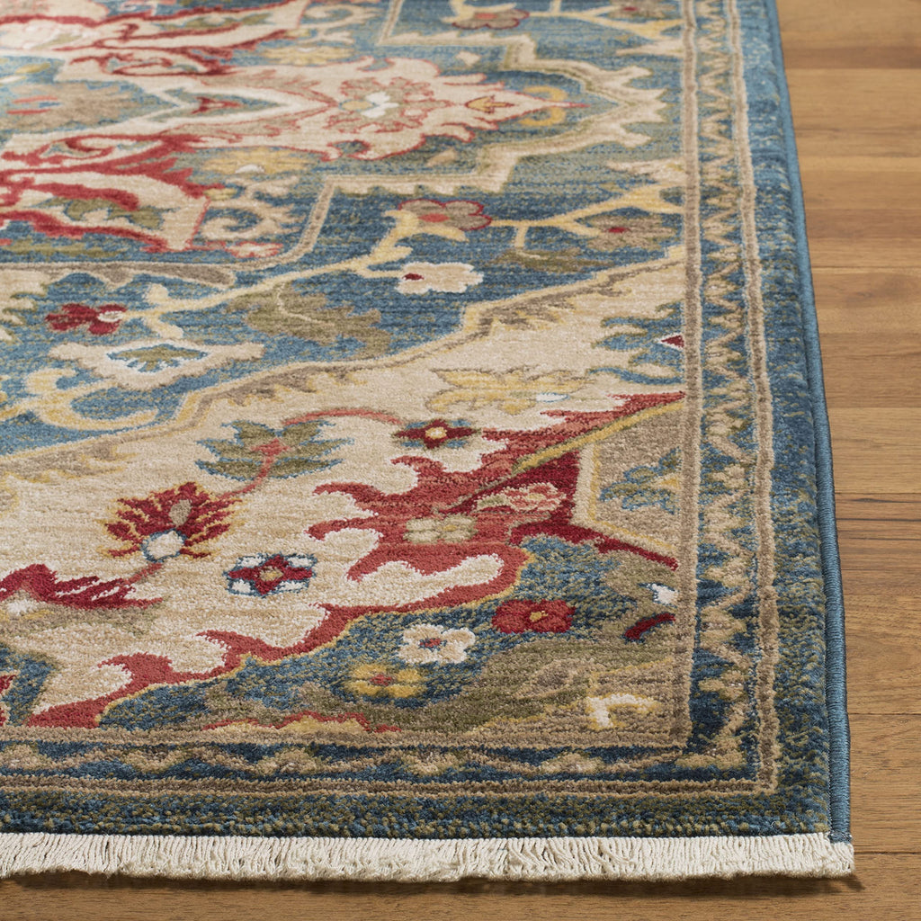 SAFAVIEH Kashan Collection Runner Rug - 2'6" x 6', Blue & Beige, Non-Shedding & Easy to Clean, Ideal for Bedroom, Hallway, Foyer, Kitchen, Entryway (KSN304B)