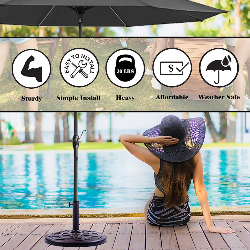 Backyard Expressions Umbrella Base - 21 Pound Heavy-Duty Design in Elegant Bronze Finish