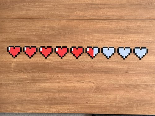 Kubik Letters Game Room Decor – Cool Gaming Stuff, Gamer Gifts for Boys & Men, Retro Wall Sign with Adhesive Tapes, Inspired by Classic Pixel 8-Bit and Block-Building Video Games – 2.5 Hearts