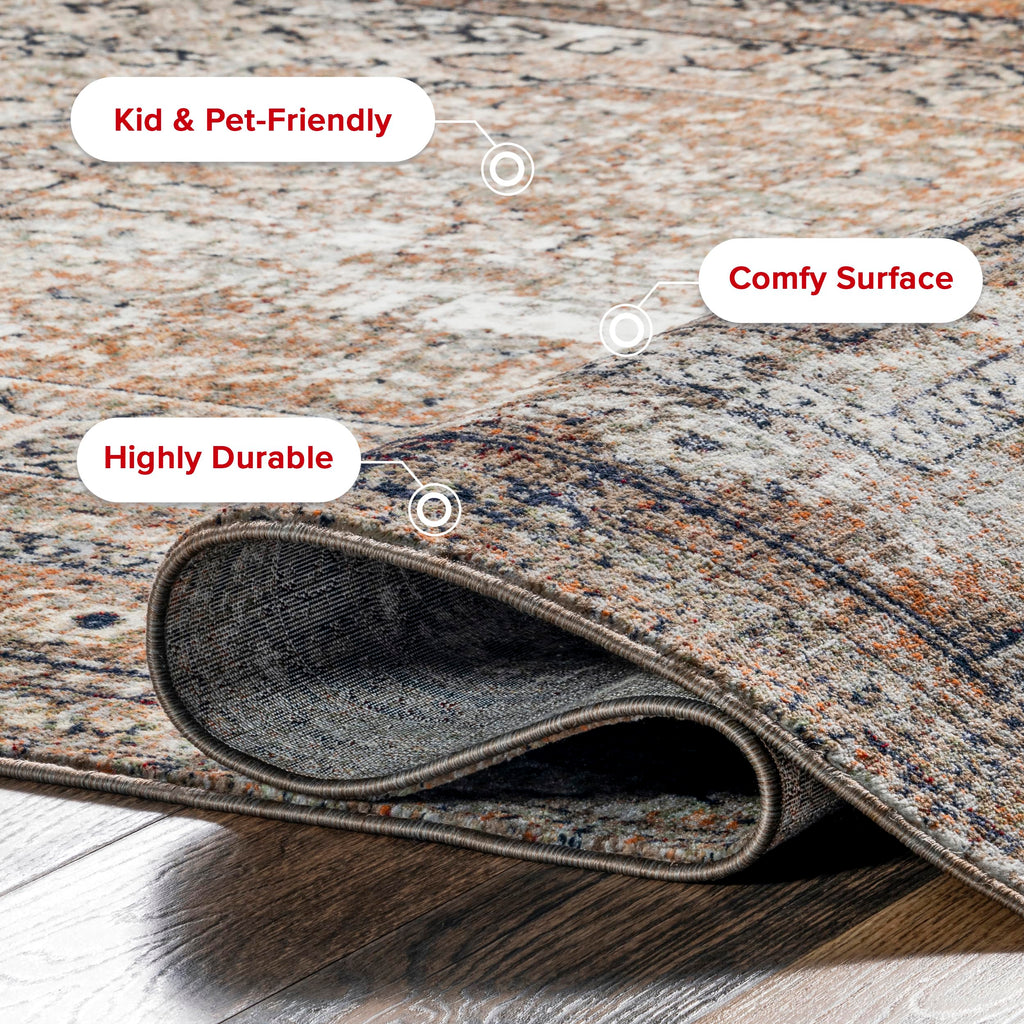 nuLOOM Fringed Performance Indoor Area Rug, Power Loomed, Easy Clean, Durable, Non-Shed, 4' x 6', Charvi Multi