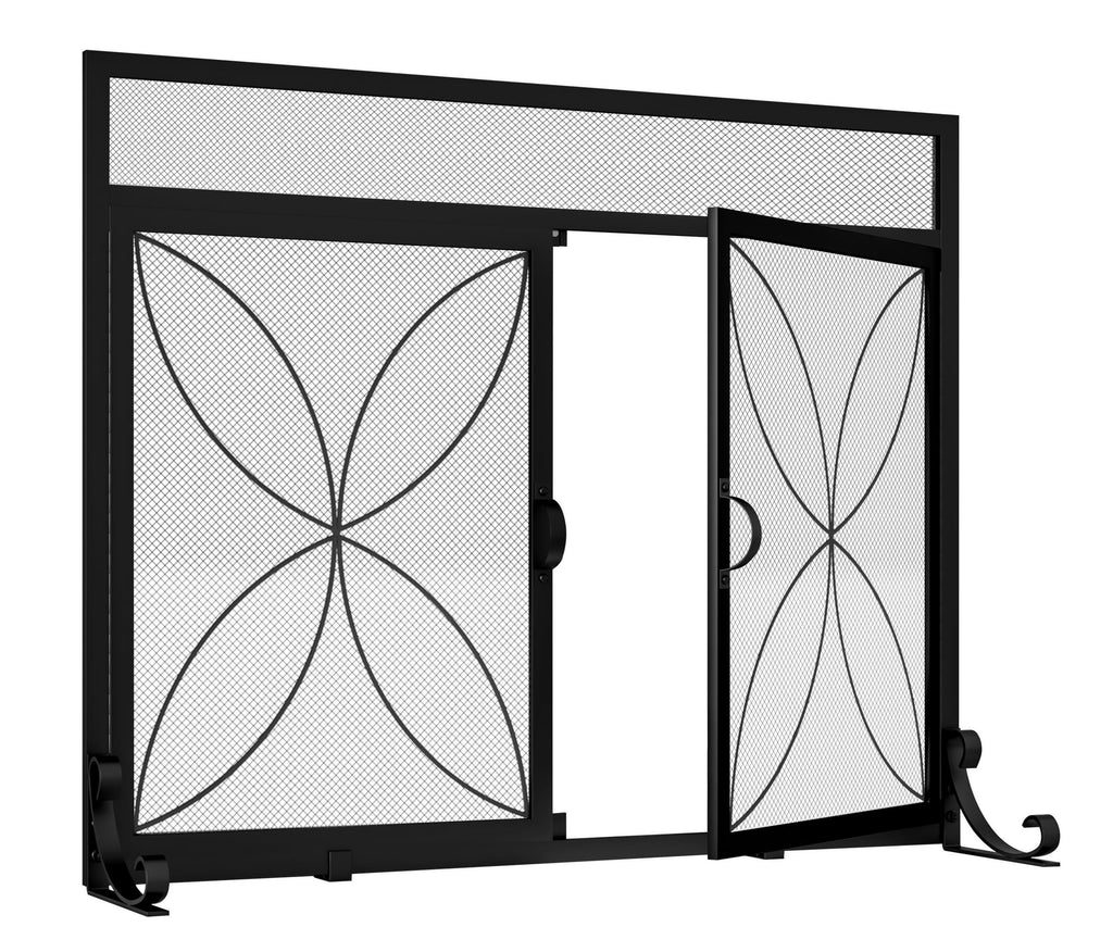 Fire Beauty Fireplace Screen with Magnetic Doors,Large Metal Fire Place Screen for Home,Spark Guard,Metal Furnace Fireguards,Baby Safe Spark Guard Protector,Black