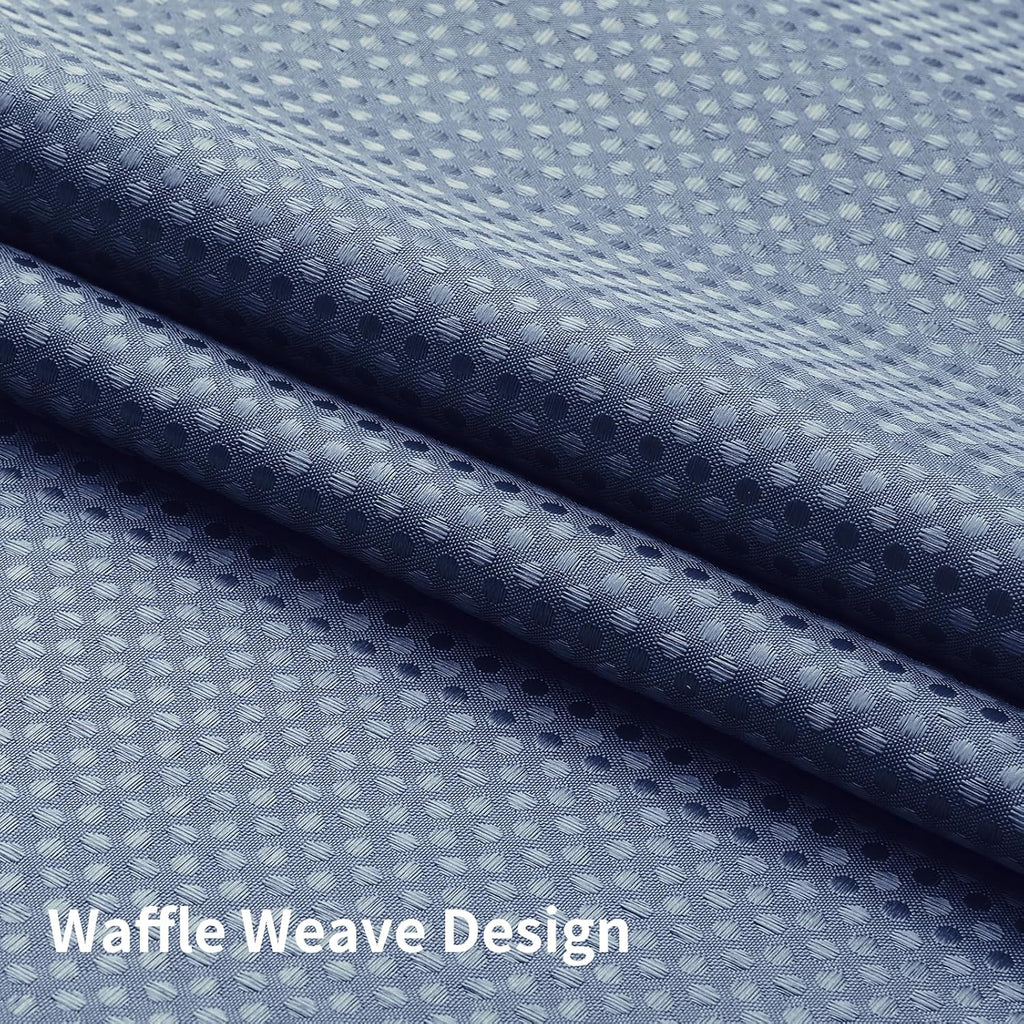 Skiennix No Hook Shower Curtain - Heavy Duty Waffle Weave with Snap-in Liner | Waterproof 72 x 75 Inch, Moonlight Blue